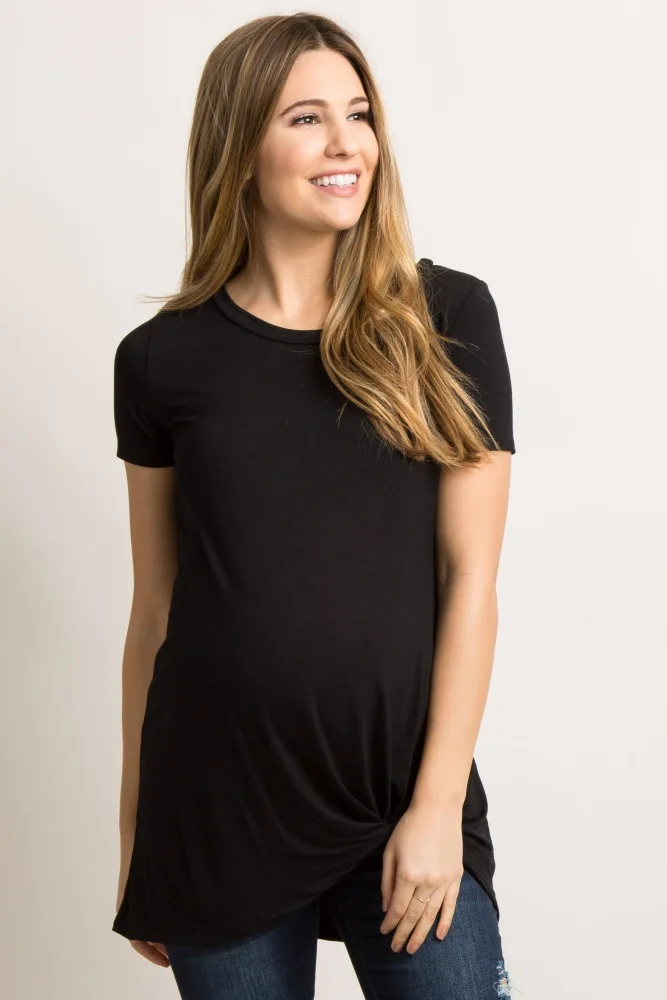 

2020 new summer European and beautiful women's round neck loose t-shirt for pregnant women Black
