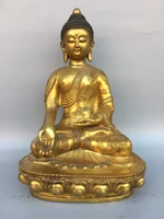 17 chinese folk collection bronze gilt gilt shakyamuni buddha amitabha lotus platform sitting buddha town house exorcism