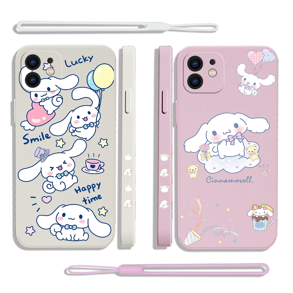 

Cinnamon Dog Phone Case For iPhone 14 13 12 11 Pro Max Mini X XR XS MAX SE20 8 7 Plus 6 6S Plus Silicone Cases with Hand Strap