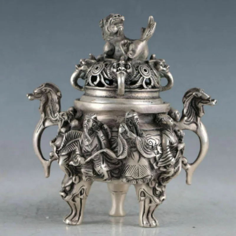 

Tibetan Silver Unicorn Incense Burner Made in Qianlong Period