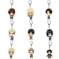 anime attack on titan figure pendants keychains for women men acrylic cartoon eren yeager mikasa ackerman key chain ring gifts