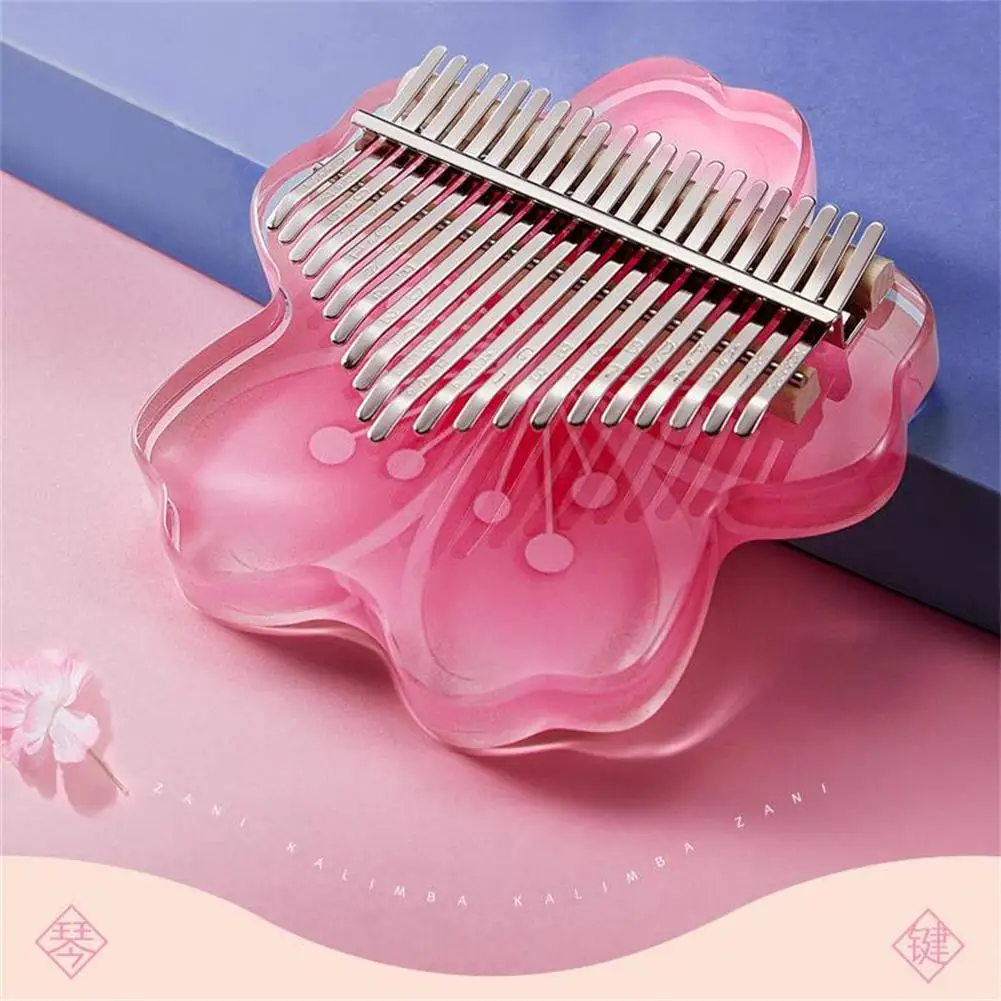 1 Set Cherry Blossoms Shape Kalimba Thumb Piano 17/ 21-Tone Acrylic Finger Piano Keyboard Instrument Christmas Perfect Gifts