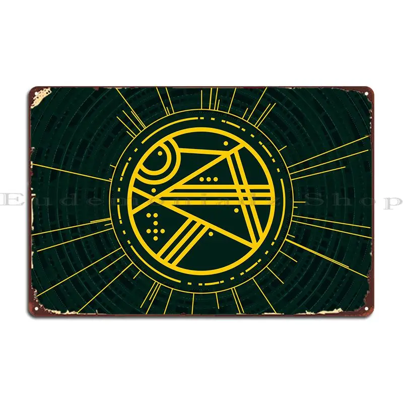 

Gold Sacred Geometry Glyph Metal Plaque Pub Mural Pub Wall Decor Customized Bar Tin Sign Poster