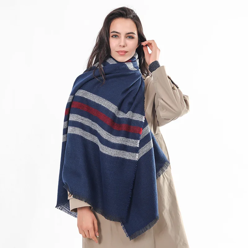 

2021 New Imitation Cashmere Plaid Scarf Female Autumn and Winter Acrylic Woven Autumn and Winter Scarf Shawl