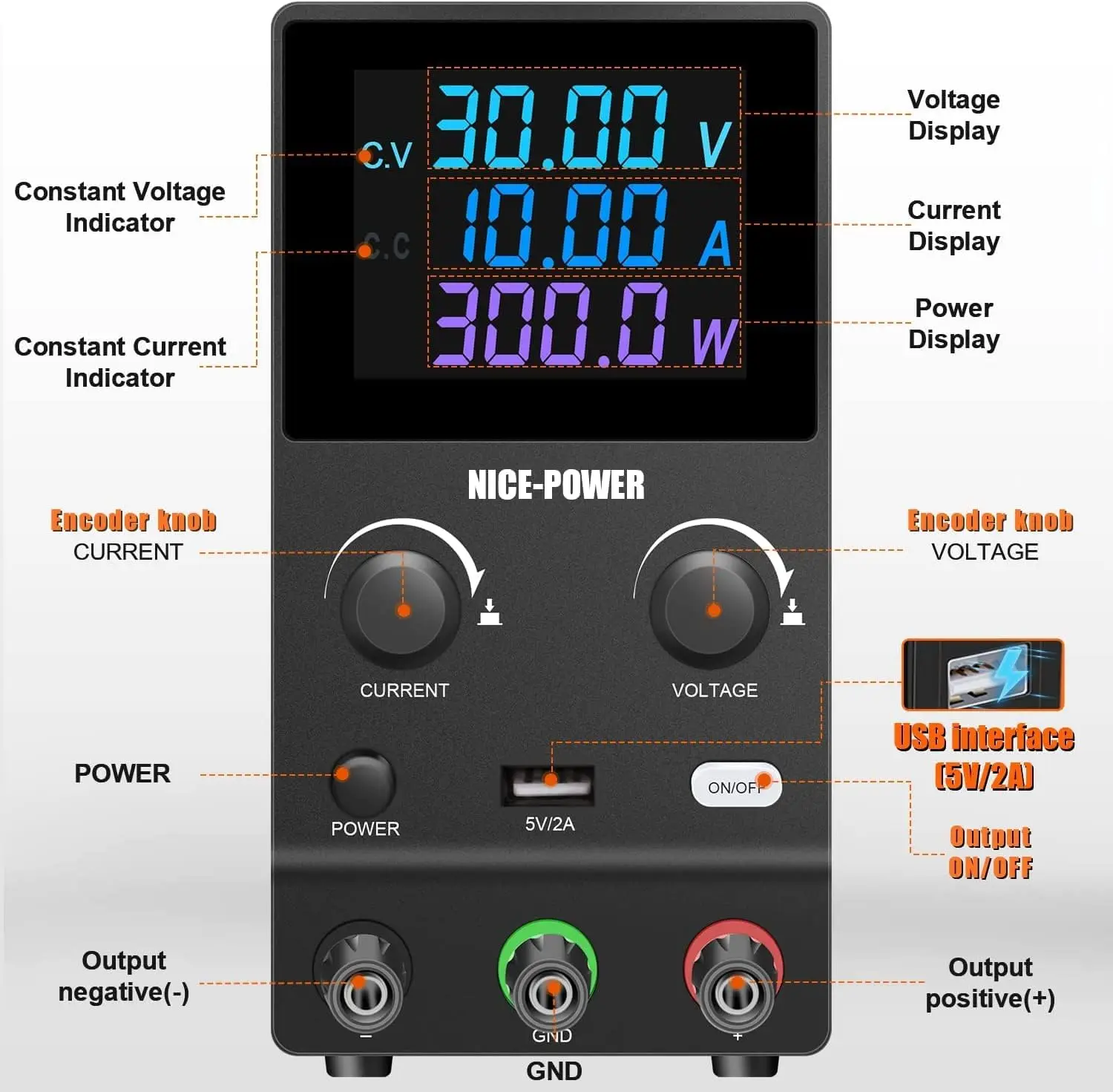 Регулируемый источник питания постоянного тока Nice-power 30 в 10 А 60 В 5 настольный