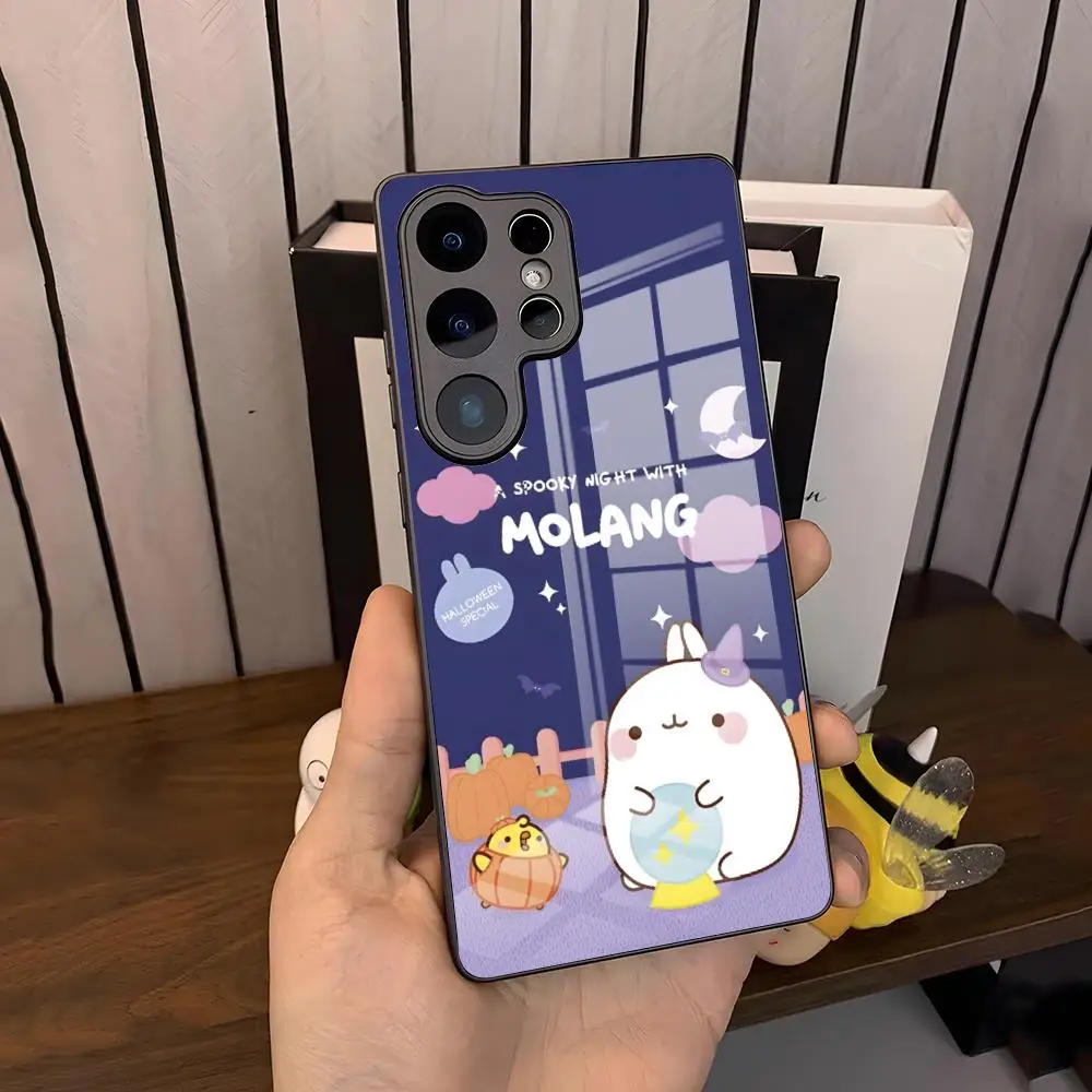 Чехол для телефона M-Molangs с мультяшным котом для Samsung S26 Ultra S24 25 FE S22 S23 S21 A57 A37 17 A54 A34 A53 A16, стеклянная крышка (art.: 3920dbdd34790) - 3920dbdd34790