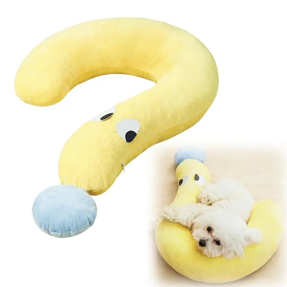 Плюшевая подушка для домашних животных кошек креативная с вопросителем защитой