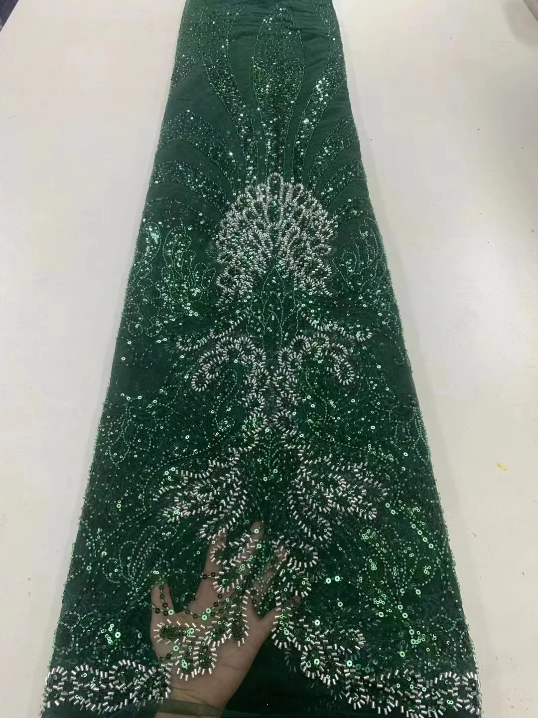 

Madison Sequin Luxury Beads Lace African High Quality Handmade Sequins Fabric Nigeria For Evening Party Dress Material PL320-4