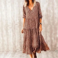 europe and the united states in spring and summer new ladies print dresses selling small floral bohemian spot dress women