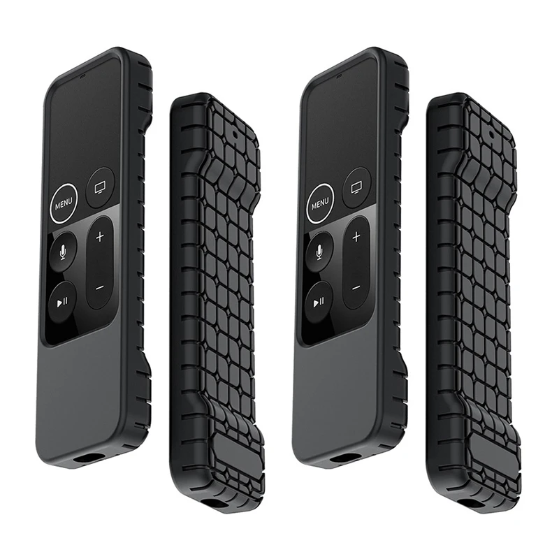 

New 2X Silicone Proof Durable Soft Cover Waterproof Protective Case Rectangle Sleeve For Apple TV 4K Remote Control Black