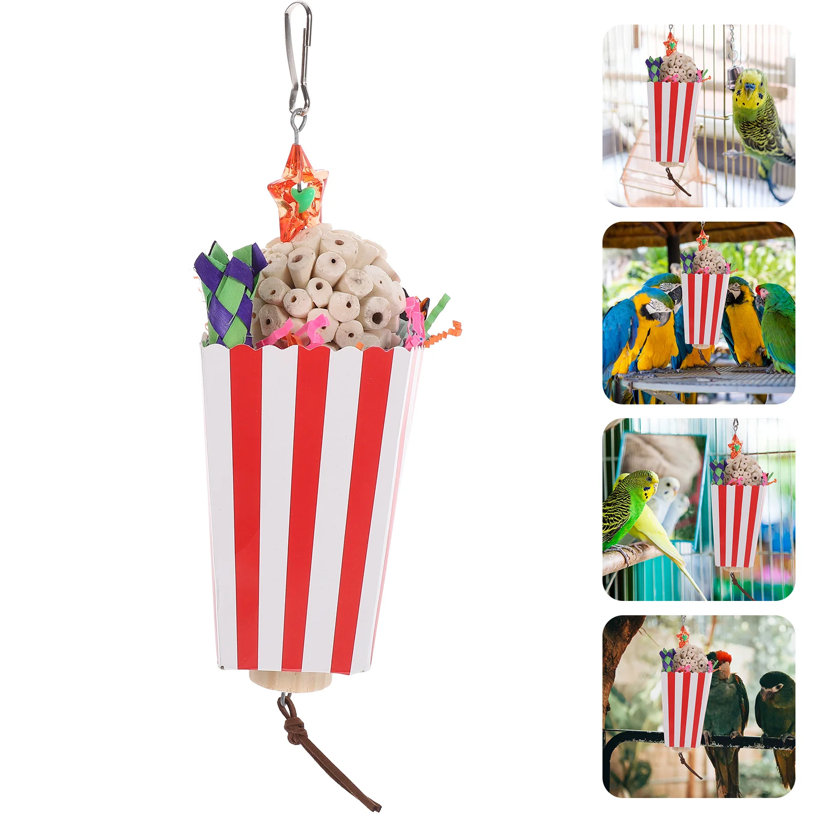 

Parrot Cage Toy Bird Toys Parrots Parakeet Chew Hook Prop Bite Hanging Foraging