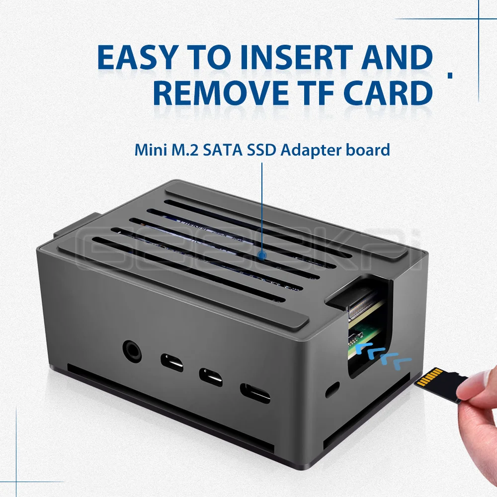 Чехол с алюминиевым кирпичом GeeekPi, черный корпус с M.2 SATA SSD, регулируемая скорость 3510, охлаждающий вентилятор для Raspberry Pi 4, Модель B (art.: 3920bfecb850d) - 3920bfecb850d