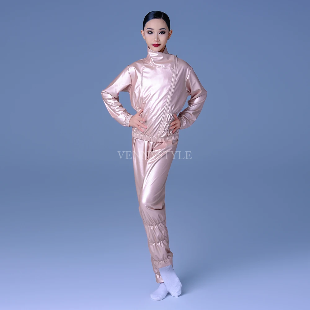 Фото Спортивный костюм для латинских танцев Vennystyle, тренировочный костюм для танцев для девочек, специальный спортивный спортивный костюм со скакалкой №2