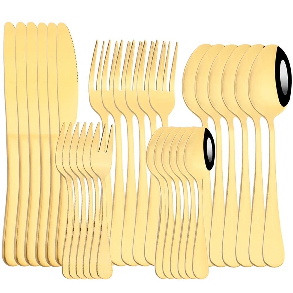 

20/30Pcs Gold Cutlery Set Stainless Steel Silverware Western Kitchen Dinnerware Fork Spoon Knife Tableware Set Drop Shipping