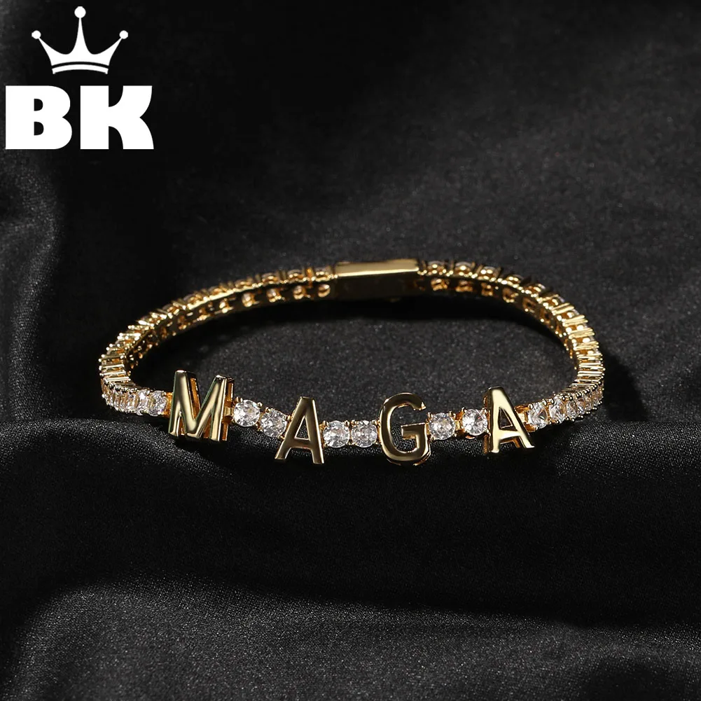 Цепочка с кубическим цирконием BLING KING Женская браслет подвесками в виде надписи