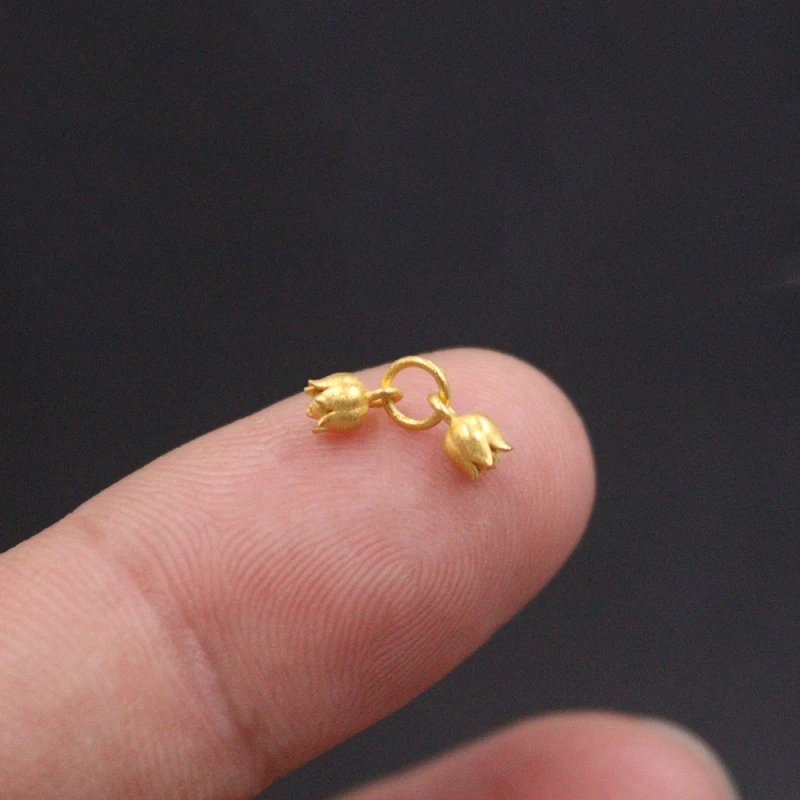 Настоящее чистое желтое золото 18 карат для мужчин и женщин маленький кулон с