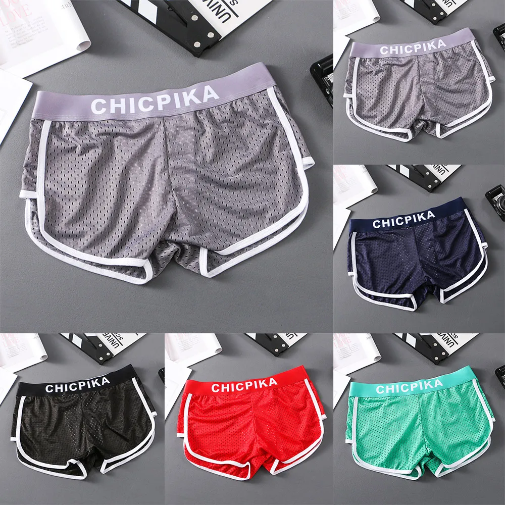 

Men's Casual Training Boxers Mesh Sport Beach Trunks Breathable Bottoms Moisture Absorption U Convex Pouch Quick Dry Swimwear