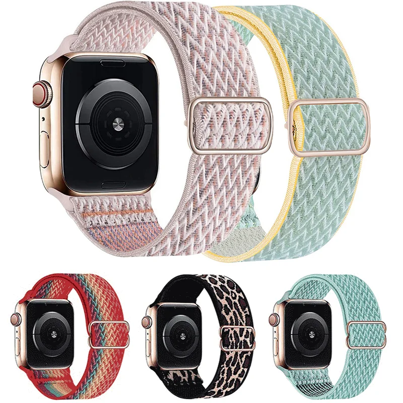 

Nylon strap for apple watch band 44mm 40mm 41mm 45mm Adjustable Elastic solo bracelet For applewatch series 7 6 se 5 4 3 40/38mm