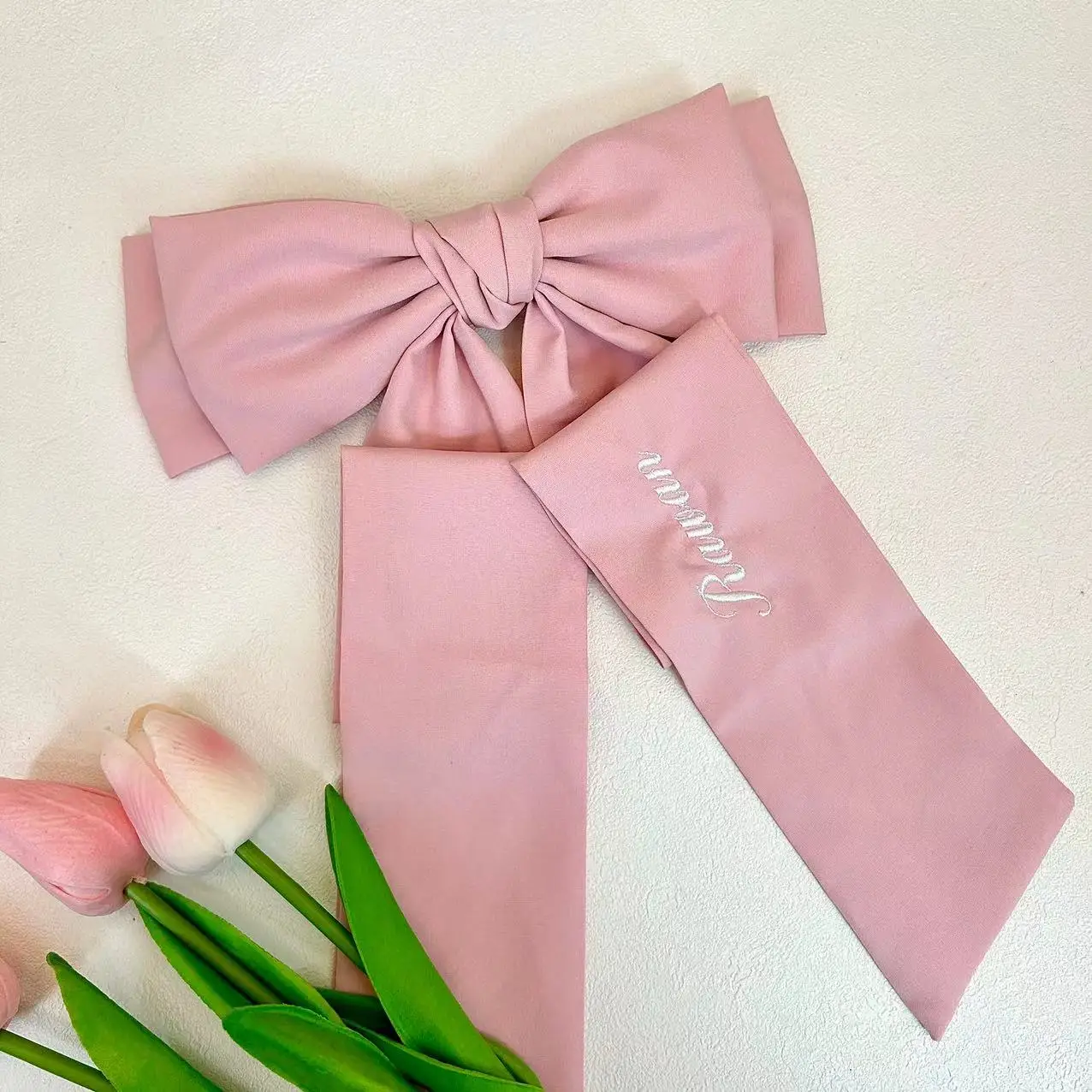 Персонализированные банты Заколки для волос Вышивка Имя и логотипом Большие