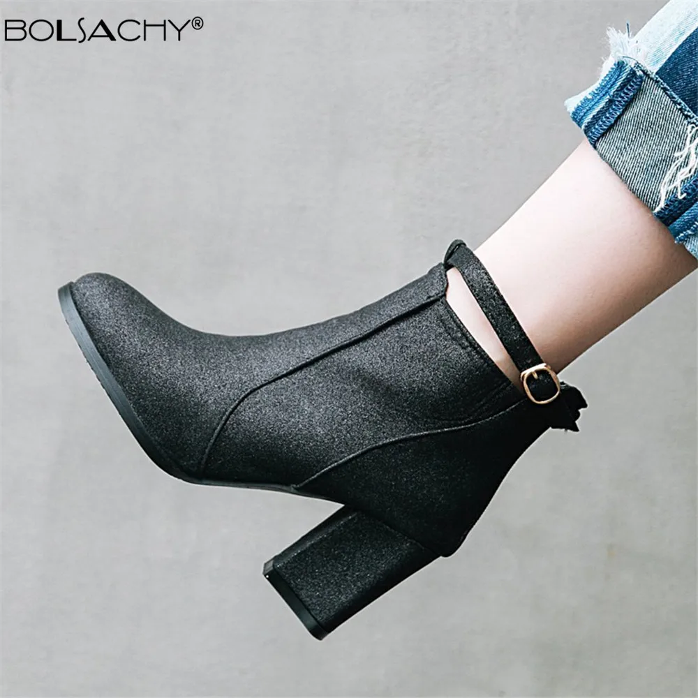 New 2022 Autumn Winter New Woman High heels Ankle Booties Women Boots Sequined Cloth Dress Shoes Goth Boots Purple Black Gold