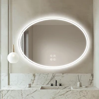 aesthetic oval bathroom mirror led light touch anti fog shower cosmetic mirror bright vintage espelho redondo smart mirror