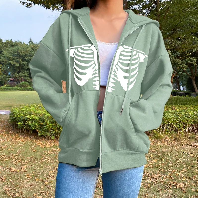 Y2k Hoodies Sweatshirt Harajuku Long Sleeve Tops Women Clothing Oversize Anime Zip Up Hoodie Females Casual Loose Gothic Jackets