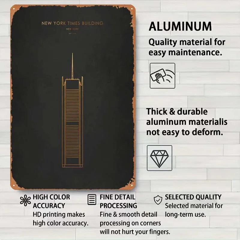 Металлический плакат New York Times Building художественная роспись Ретро металлическая