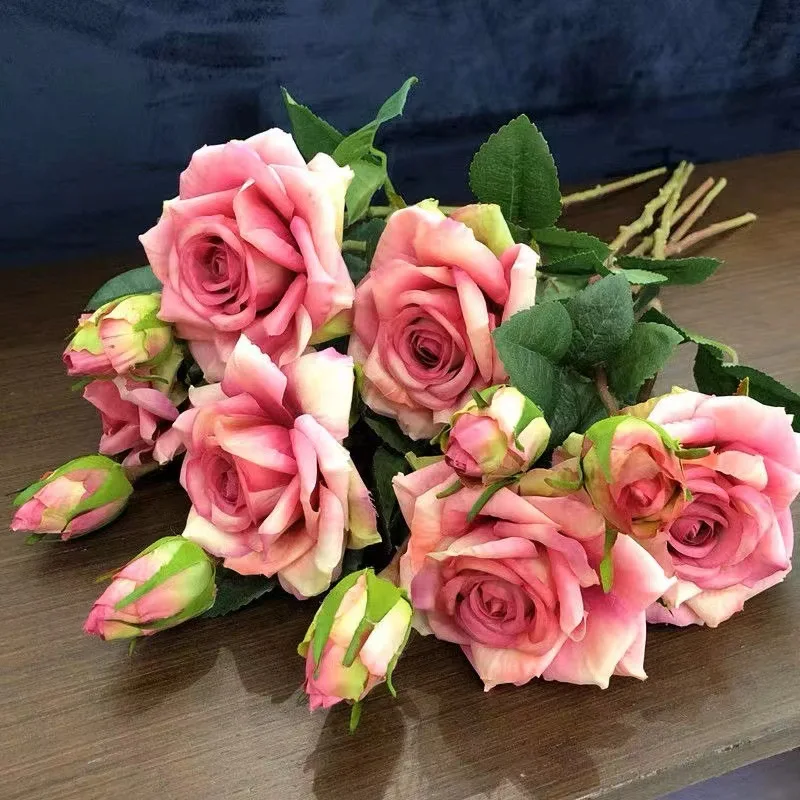 

2 Head Rose Artificial Flowers Bouquet Home Decor Bride Wedding Holding Flower Bridal Room Decoration Rose Eternelle Cristmas