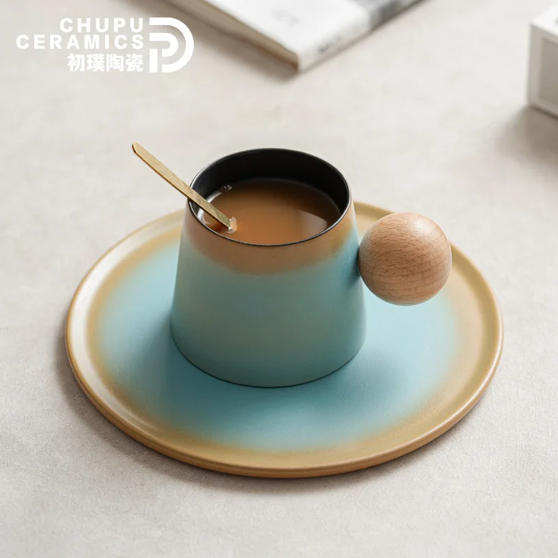 

Керамическая кофейная чашка, оригинальная кружка с сферической ручкой, оригинальные чашки для завтрака, кружка для чая, керамика и керамика, подарок для пары, посуда для напитков