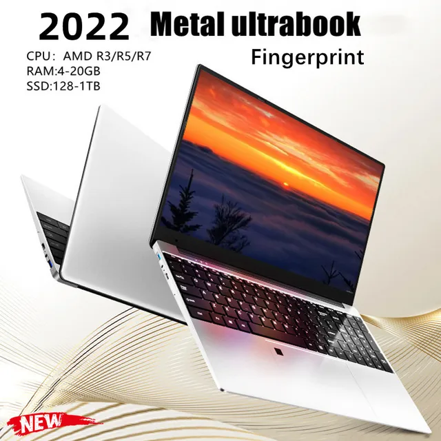 2022 new 15.6-inch metal  Laptop   AMD R3 / R5 / R7 lightweight portable business office design computer 20GB ram 256G  1TB SSD 1