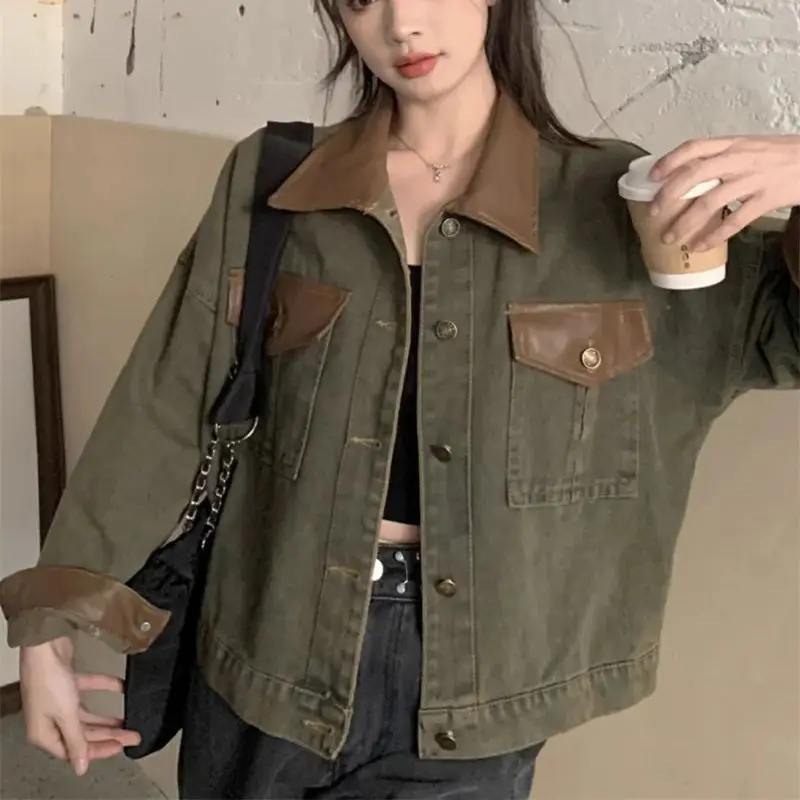 Женская джинсовая куртка в стиле ретро Sweet Cool пэчворк весна-осень 2024 новое