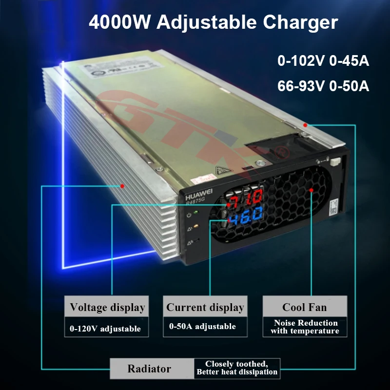 

50-120V 0-50A smart fast charger 30A 45A 50A adjustable charger for 12V 24V 48V 60V 72V Li ion Lifepo4 LTO lithium battery