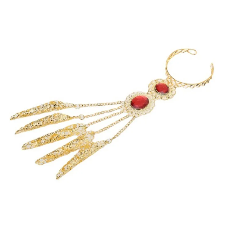 Женская накидка для танца живота красная индийских танцев золотистая с длинными