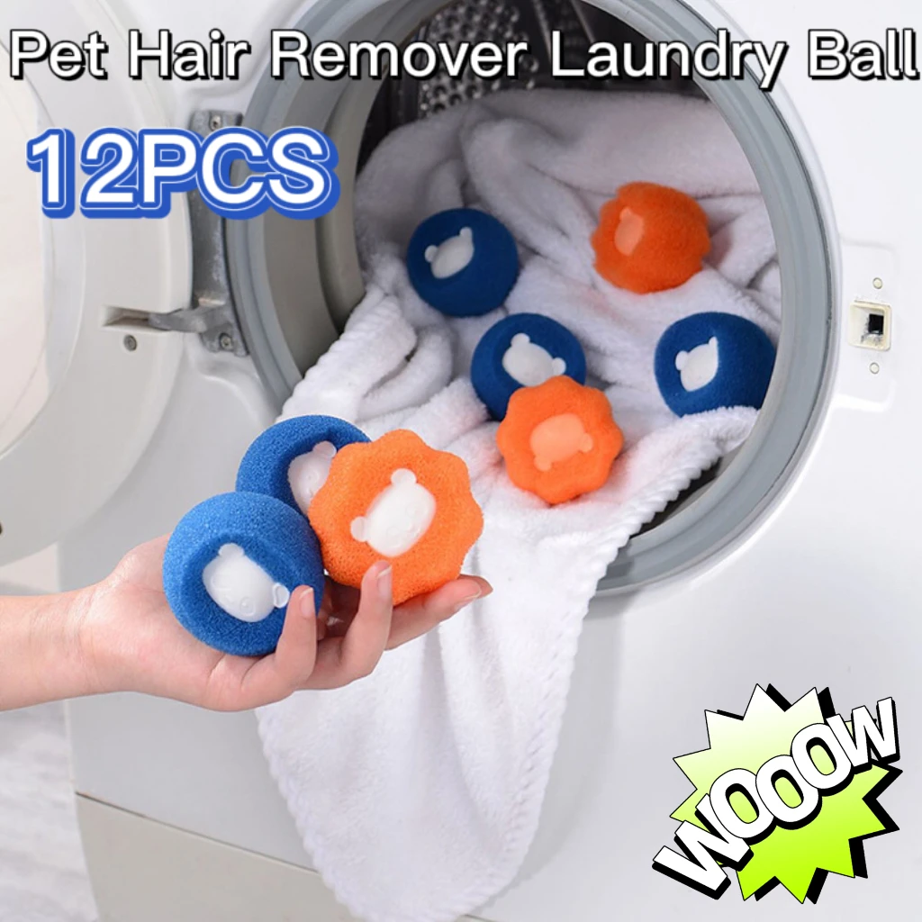 

12Pcs Reusable Laundry Balls Pet Hair Remover for Washing Machine Accessories Pet Hair Lint Hair Fuzz Fur Catcher