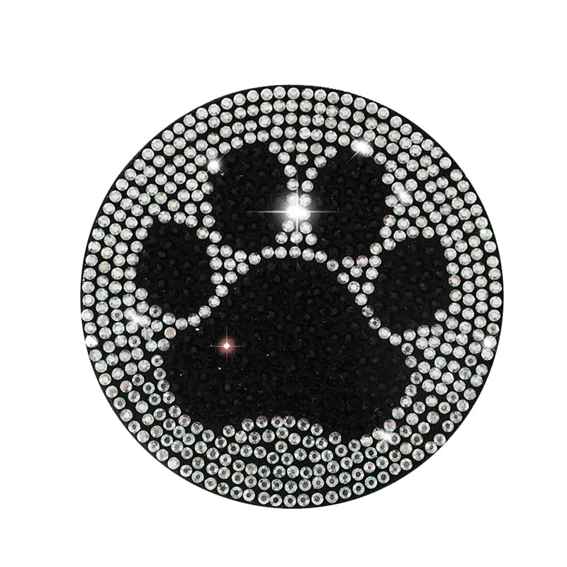 

Soft Rubber Car Coasters Rhinestone Dog Paw Butterfly Heart Shape Cup Holder Anti Slip Water Cup Pad Car Interior Accessories