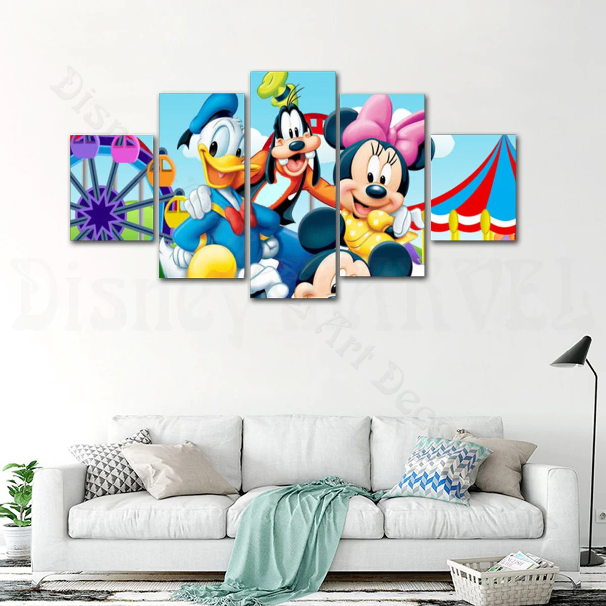 

Disney 5Pcs Modular Wall Art Canvas Poster Mickey Mouse Pictures Hd Print Paintings Home Decor Living Room Bedroom Decoration
