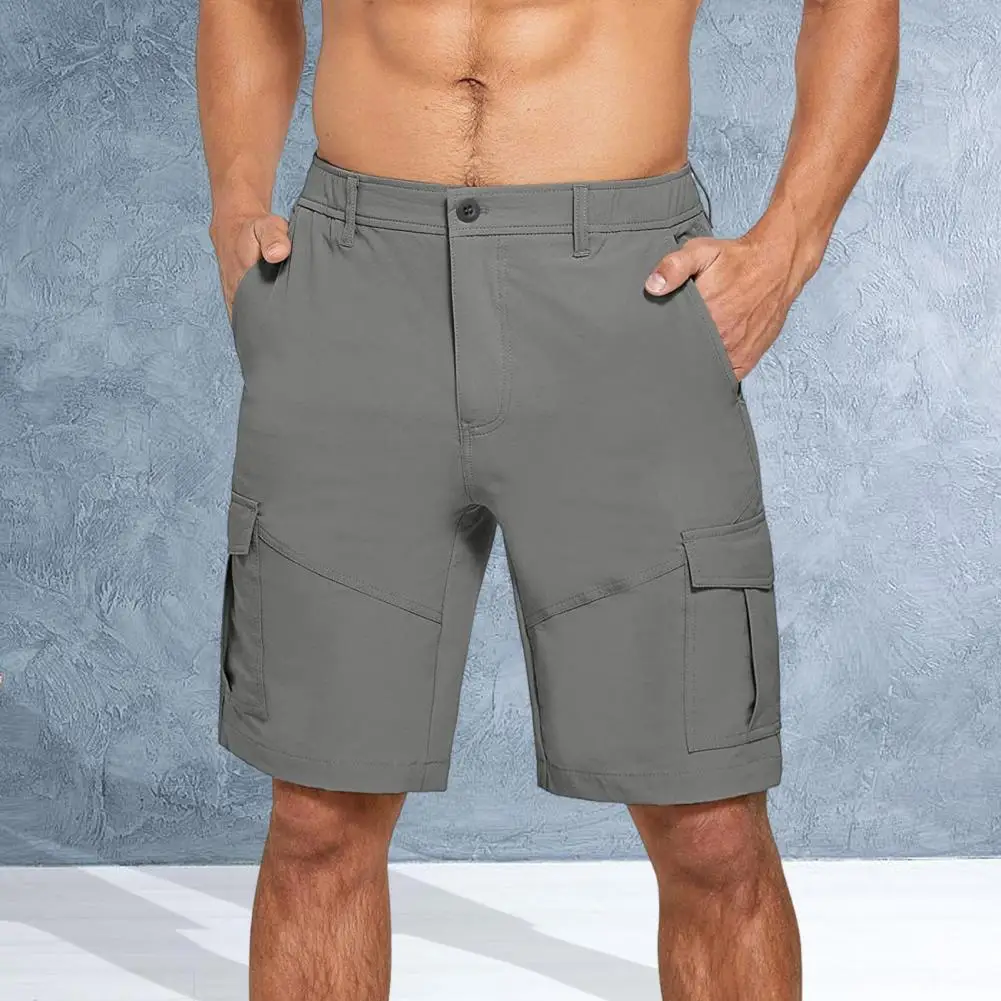 

Wear-resistant Chic Zip-up Men Shorts Good-looking Summer Pants Mid Waist for Work