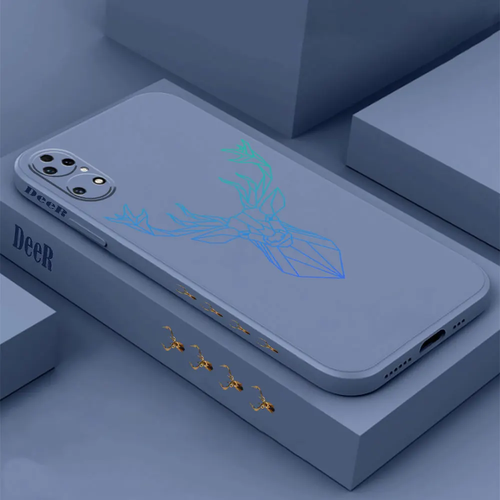 Starry Elk Deer Phone Case For Huawei P60 P50 P40 P30 P20 Mate 50 40 30 20 20X 10 Colour Liquid Silicone Cover Funda Cqoue Capa