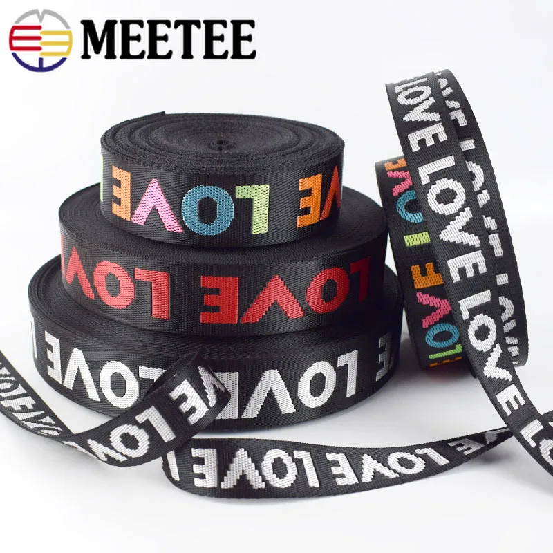

8Yards 25/38mm Nylon LOVE Letter Jacquard Ribbons For Sewing Belt Webbing Tapes DIY Lanyard Handbag Shoes Decoration Accessories