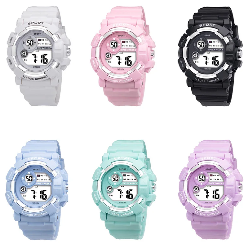 

Часы наручные женские спортивные, водонепроницаемые электронные многофункциональные модные уличные спортивные с большим циферблатом для мужчин и женщин