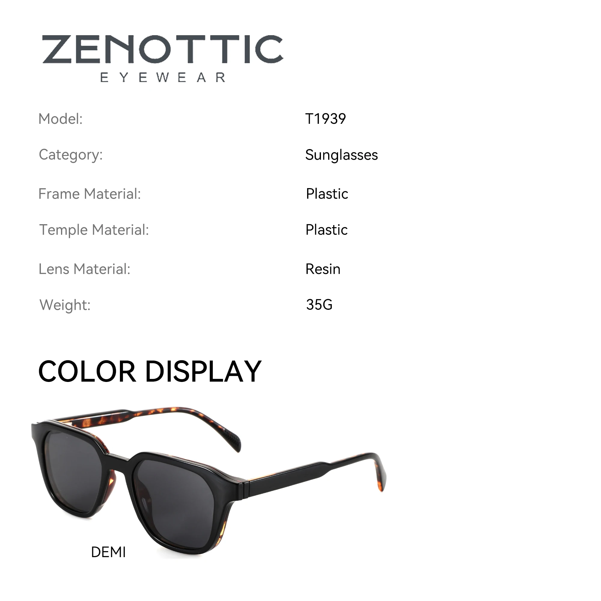 Фото Квадратные очки ZENOTTIC для мужчин, поляризационные солнцезащитные очки с магнитной клипсой, оптические очки для близорукости UV400 №4