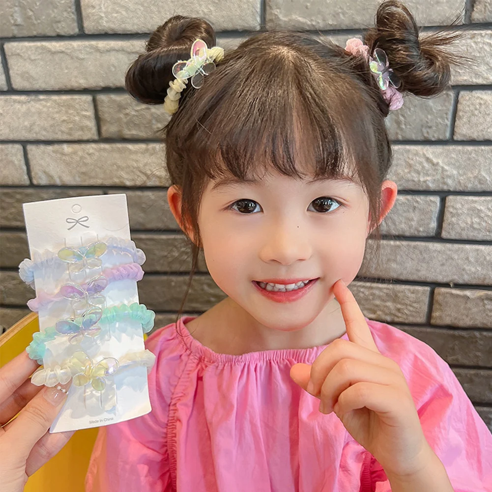 

1Pcs Baby Girls Cute Cartoon Butterfly Hair Ring Scrunchies Rubber Bands Children Sweet Mesh Hair Bands Kids Hair Accessories