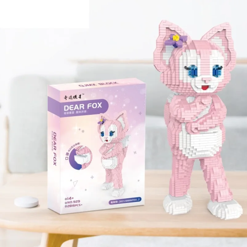 

Cartoon Pink Fox Mini Blocks Cute Anime Building Toys Animal Juguetes for Kids Christmas Birthday Gifts Girls Lovely Present