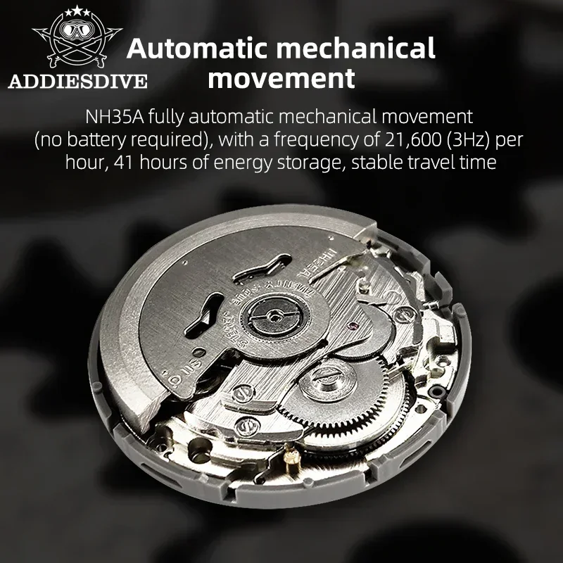 ADDIESDIVE Men's Luxury Watch Sapphire Crystal C3 Super Luminous 200M Waterproof NH35 Movement Automatic Mechanical Wristwatch
