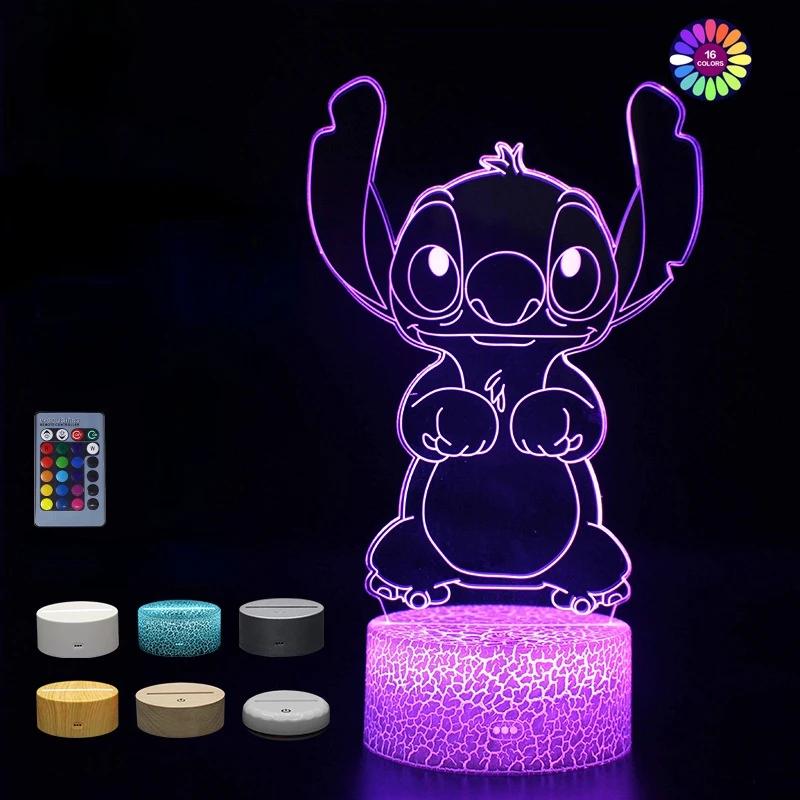 

Stitch Anime Led Night Light Dropshipping Acrylic 3D Lamp Bedroom Kids Gift Lilo & Stitch Birthday Gift