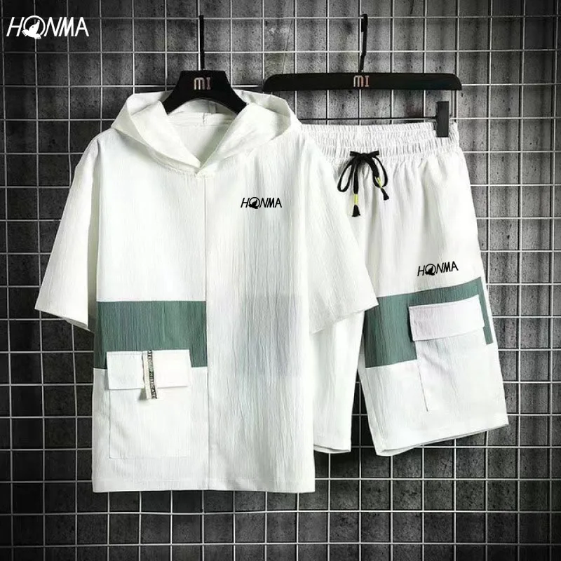 Мужская летняя одежда для гольфа HONMA 2023, костюм для гольфа из 2 предметов, футболка для гольфа Malbon, шорты для гольфа, одежда для гольфа с лошадью, Мужская одежда для гольфа, теннис
