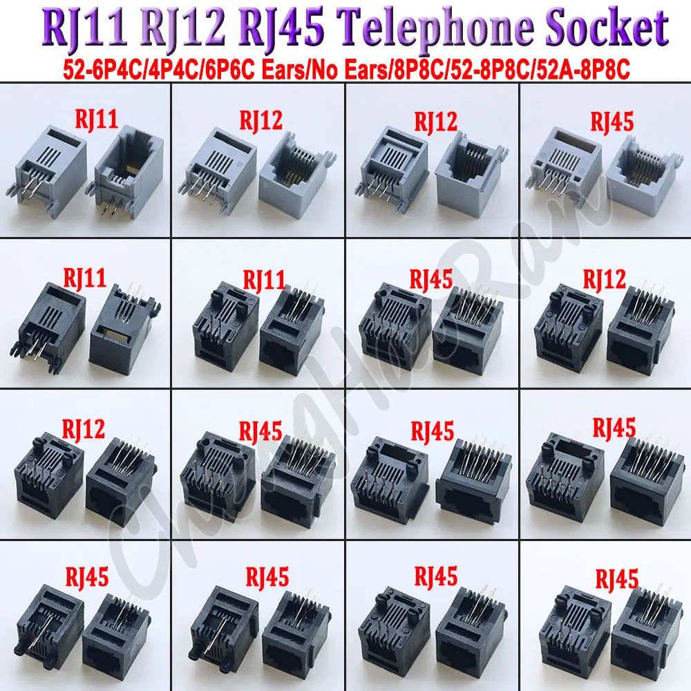 2 шт. RJ45 RJ12 RJ11 разъем для телефонного разъема 4P4C 6P2C 6P4C 6P6C 8P8C гнездовой компьютера