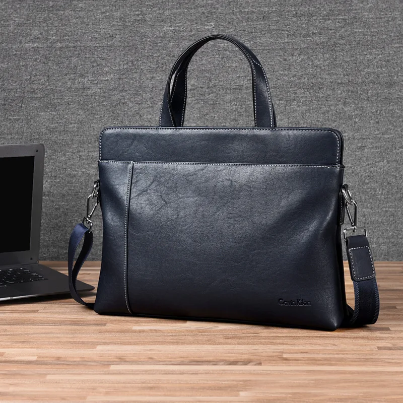 New Cowhide Leather Men Briefcase Genuine Leather Handbag Business Crossbody Bag Leisure Laptop Bag Male Trip File Bag