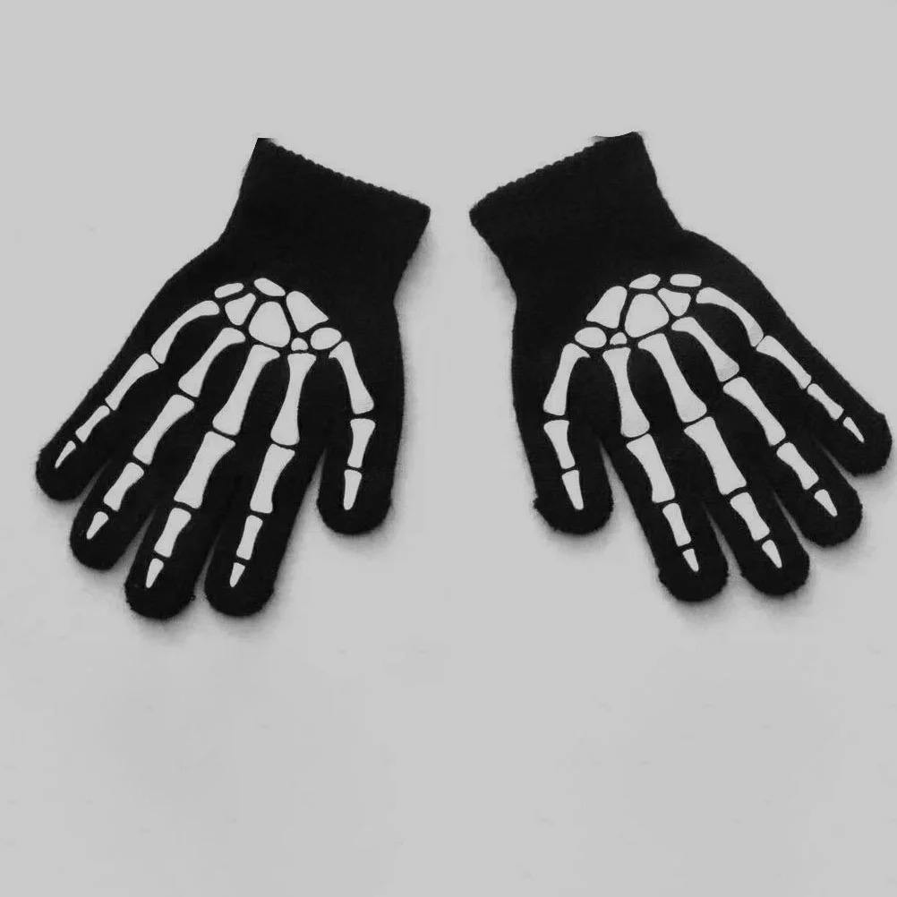 

1 Pair of Halloween Bone Gloves Glowing Gloves Outdoor Riding Gloves Stylish Gloves