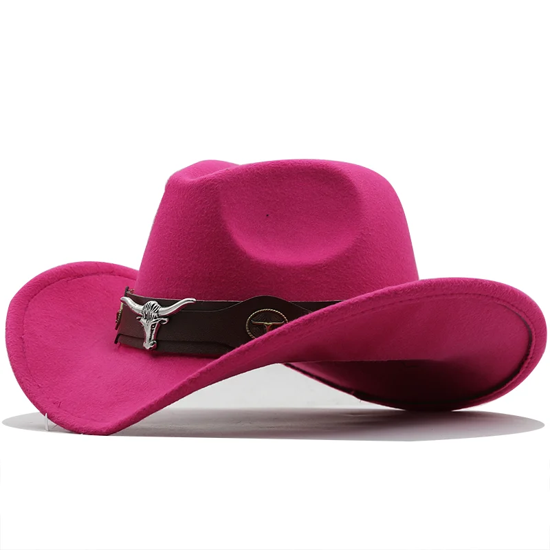 Простая женская мужская красная шерстяная ковбойская шляпа Chapeu, кепкаджентльмена джаза сомбреро Hombre, папа, ковбойские шляпы для женщин,размер 56-58 см
